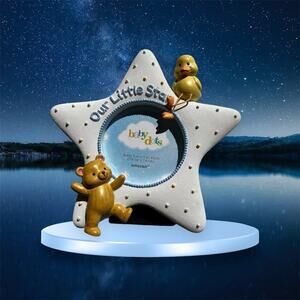 OUR LITTLE STAR resin picture frame holds a 3 x 3 photo